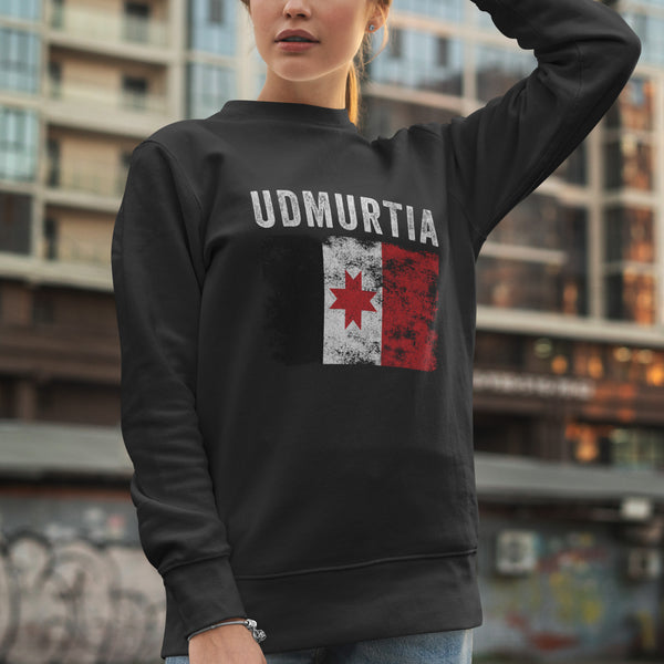 Udmurtia Flag Distressed - Udmurt Flag Sweatshirt