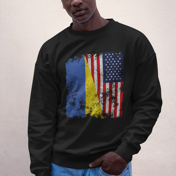 Ukraine USA Flag - Half American Sweatshirt
