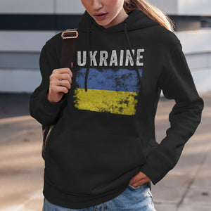 Ukraine Flag Distressed - Ukrainian Flag Hoodie