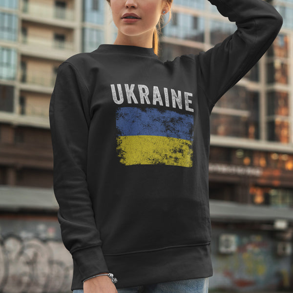 Ukraine Flag Distressed - Ukrainian Flag Sweatshirt