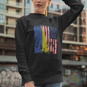 Ukraine USA Flag - Half American Sweatshirt
