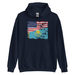 Kazakhstan USA Flag Hoodie