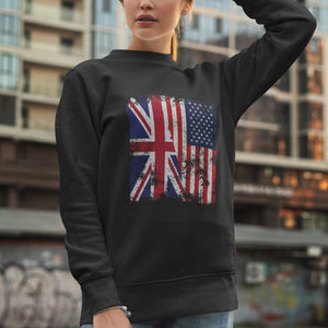 United Kingdom USA Flag - Half American Sweatshirt
