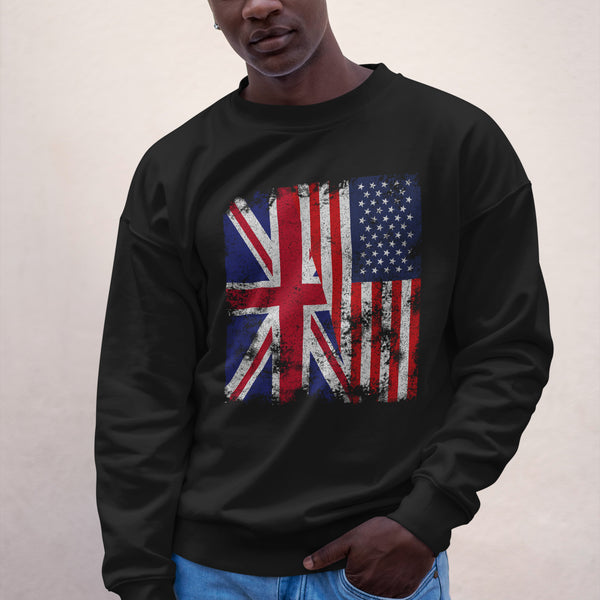 United Kingdom USA Flag - Half American Sweatshirt