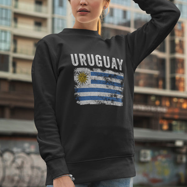 Uruguay Flag Distressed - Uruguayan Flag Sweatshirt