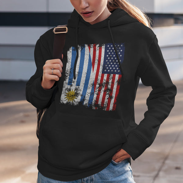 Uruguay USA Flag - Half American Hoodie