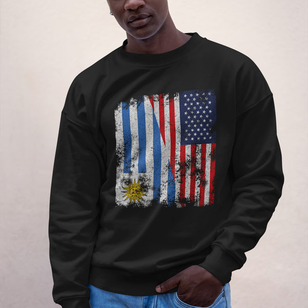 Uruguay USA Flag - Half American Sweatshirt