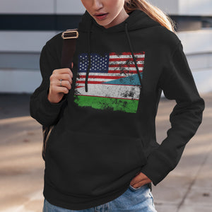 Uzbekistan USA Flag Hoodie