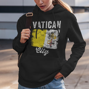 Vatican City Flag Distressed Hoodie