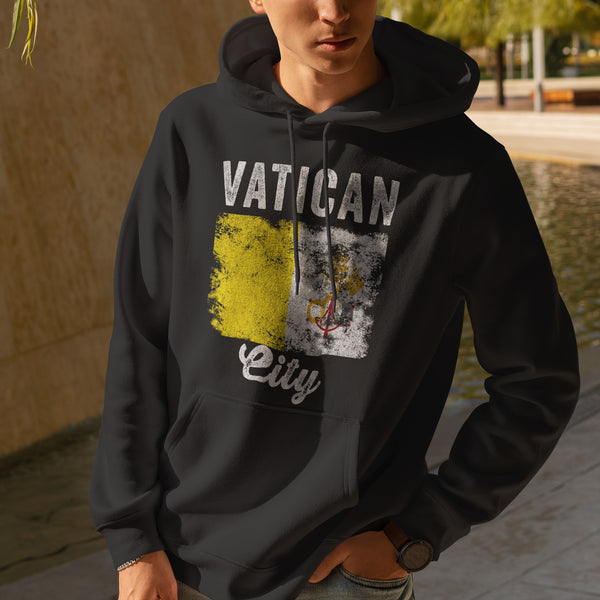 Vatican City Flag Distressed Hoodie