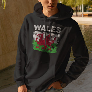 Wales Flag Distressed - Welsh Flag Hoodie