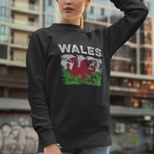 Wales Flag Distressed - Welsh Flag Sweatshirt