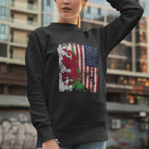 Wales USA Flag - Half American Sweatshirt
