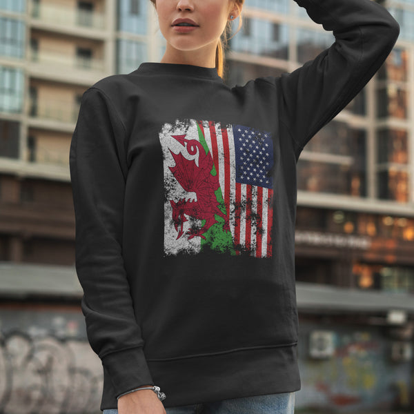 Wales USA Flag - Half American Sweatshirt