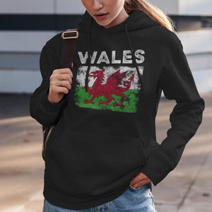Wales Flag Distressed - Welsh Flag Hoodie