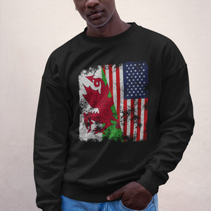 Wales USA Flag - Half American Sweatshirt