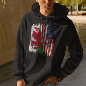 Wales USA Flag - Half American Hoodie
