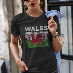Wales Flag Distressed - Welsh Flag T-Shirt