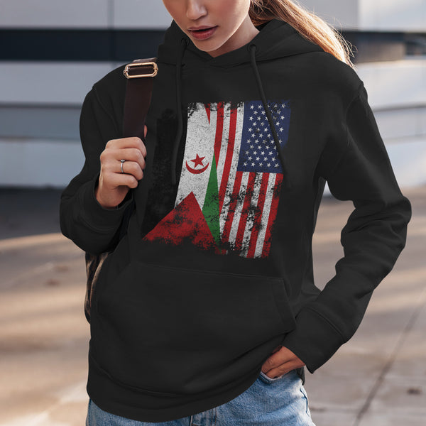 Western Sahara USA Flag - Half American Hoodie
