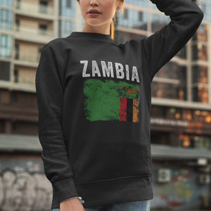 Zambia Flag Distressed - Zambian Flag Sweatshirt