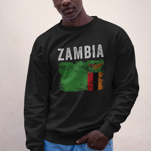Zambia Flag Distressed - Zambian Flag Sweatshirt