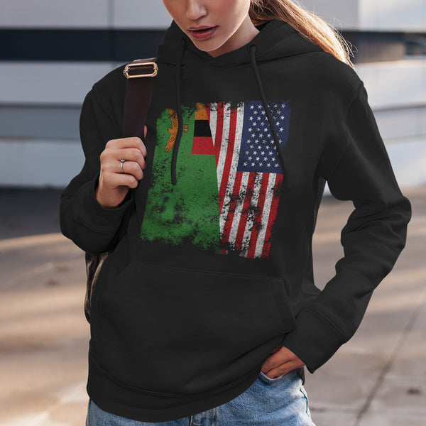 Zambia USA Flag Hoodie