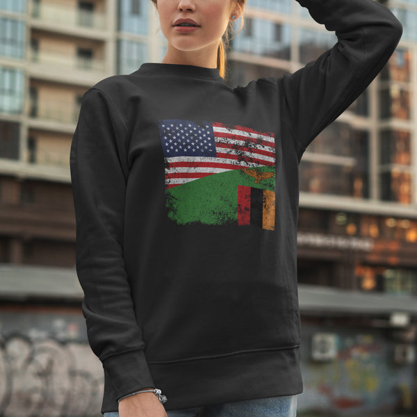 Zambia USA Flag Sweatshirt