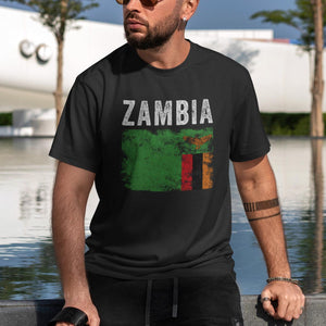 Zambia Flag Distressed - Zambian Flag T-Shirt