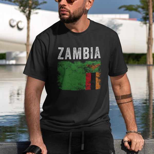 Zambia Flag Distressed - Zambian Flag T-Shirt