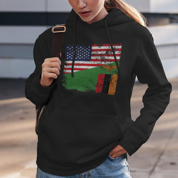 Zambia USA Flag Hoodie