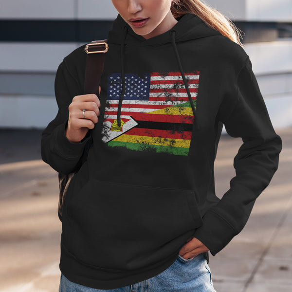 Zimbabwe USA Flag Hoodie