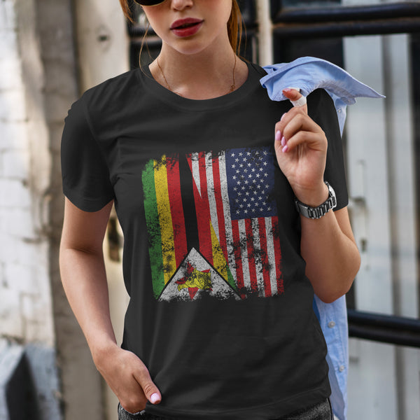 Zimbabwe USA Flag - Half American T-Shirt