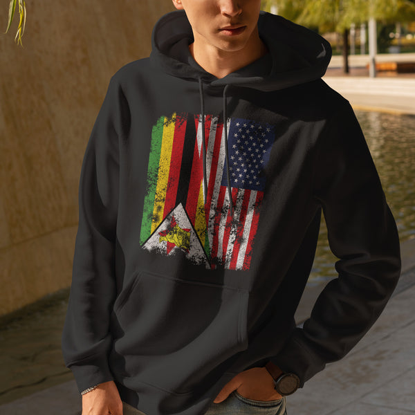 Zimbabwe USA Flag Hoodie