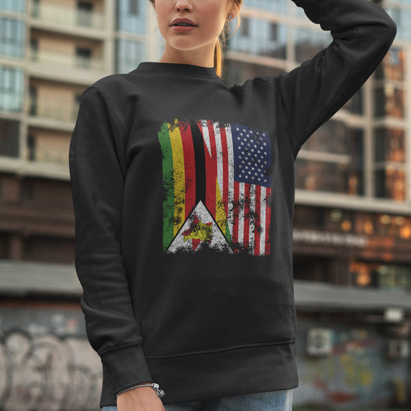 Zimbabwe USA Flag - Half American Sweatshirt