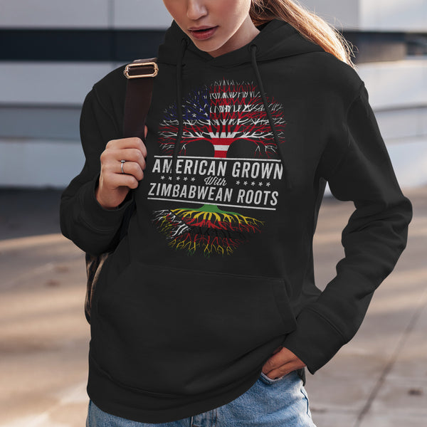 American Grown Zimbabwean Roots Flag Hoodie